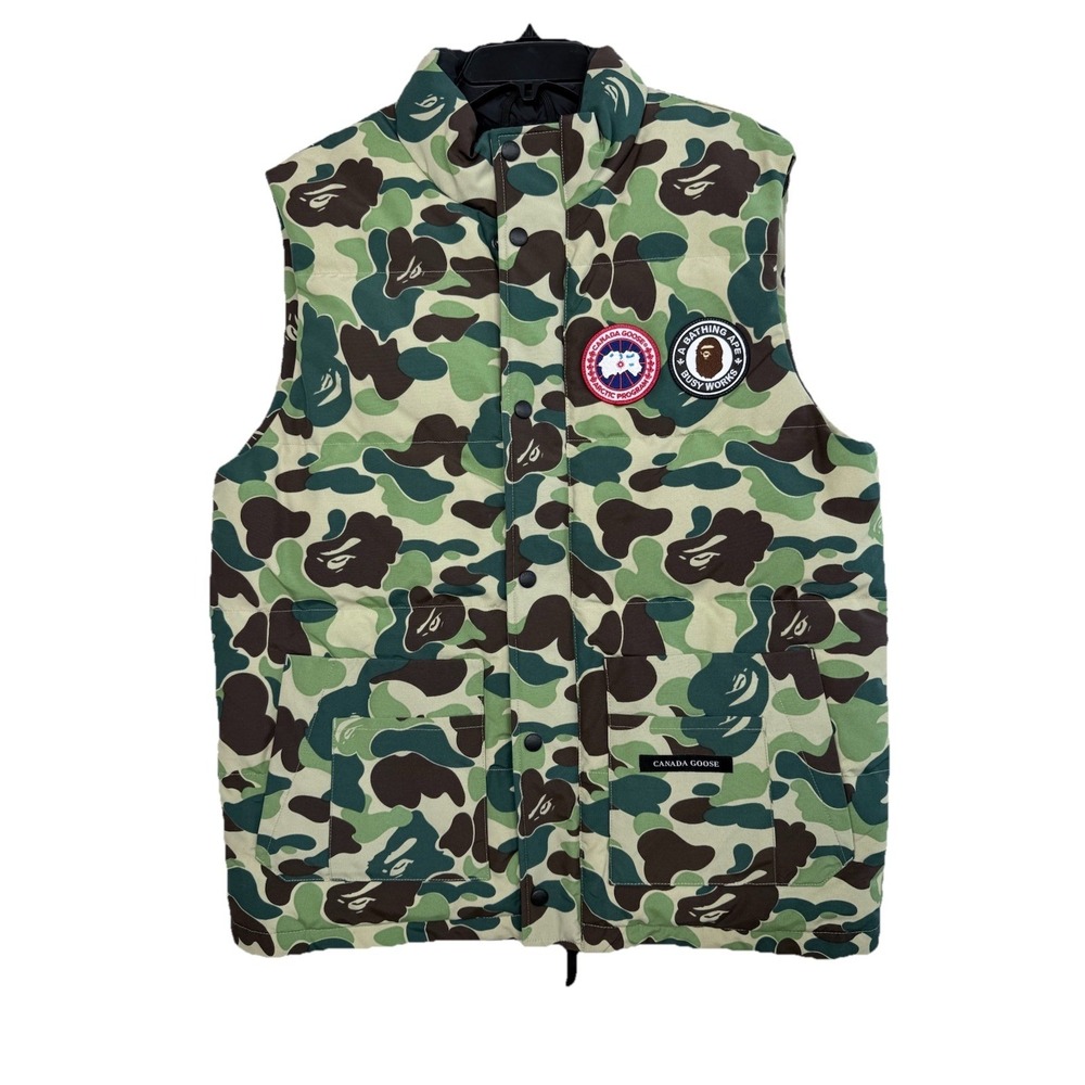 BAPE A Bathing Ape x Canada Goose Freestyle Green Camo Puffer Vest Size Medium